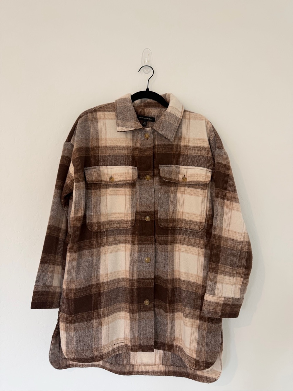 Banana Republic: Brown Plaid Shacket Jacket - Women